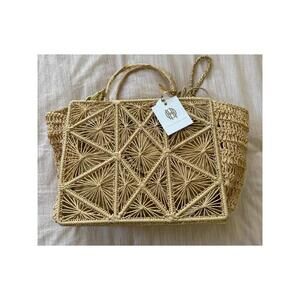 NWT House of Harlow 1960 Raffia Hand Woven Tote Crossbody Purse